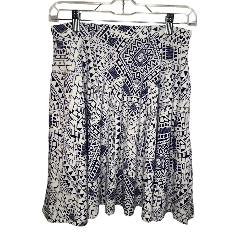 Cynthia Rowley Casual Geo Print White/Blue Skirt Size Small